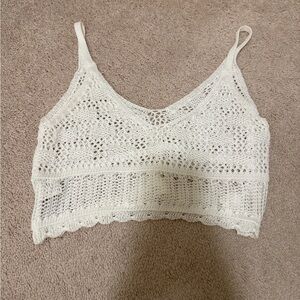 Cream Crochet Women's Cover Up Tank Top